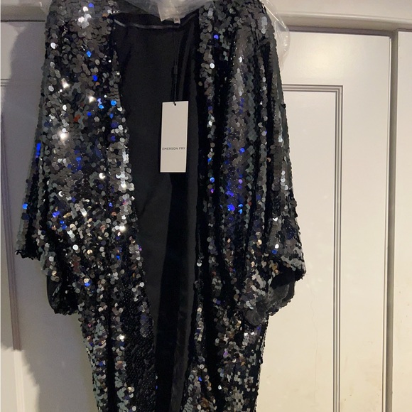 SEQUIN JACKET - GUNMETAL SEQUINS. M/L NWT - Picture 10 of 13